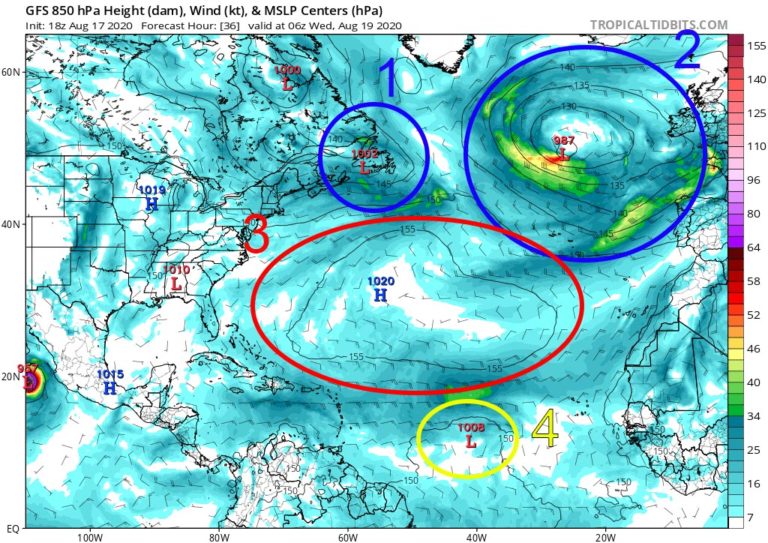 GFS - Atlantique - au 19/8/2020 à 06h z