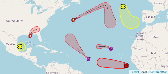 Atlantic hurricane situation on 15/09/2020